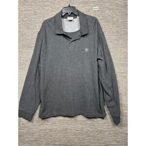 Timberland Polo Shirt Mens 2XL Gray Long Sleeve Stratham Issue Cotton Outdoor